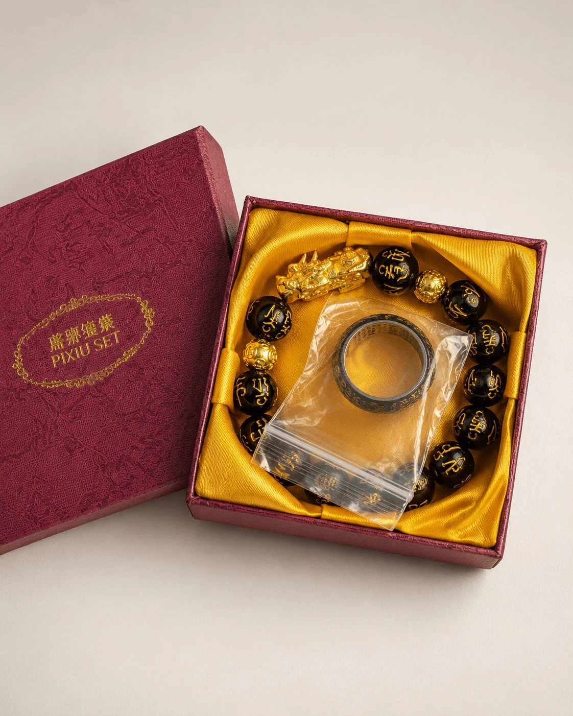 ZENDA Pixiu bracelet, ring, certificate and presentation box
