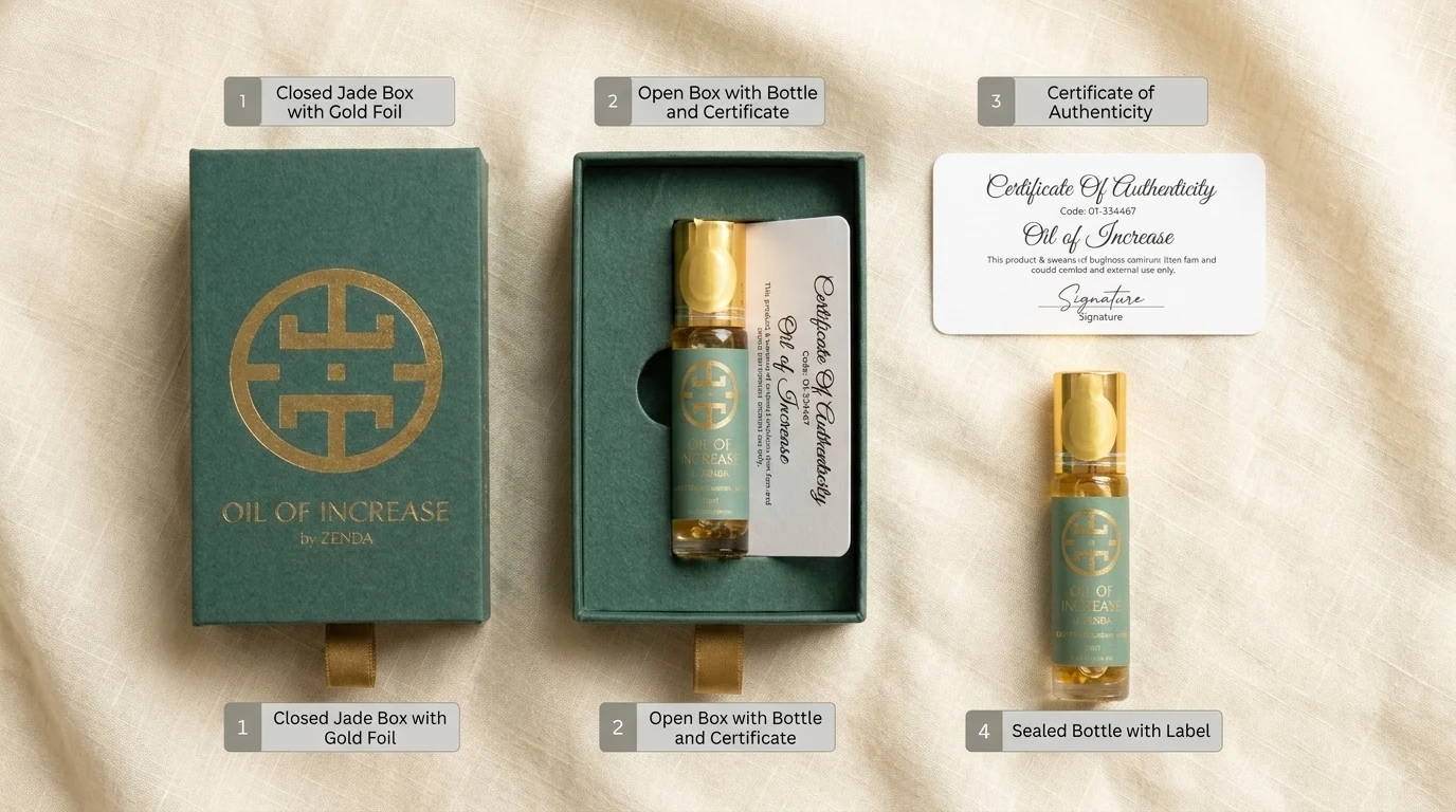 Everything in the box: jade box, sealed bottle, Certificate of Authenticity